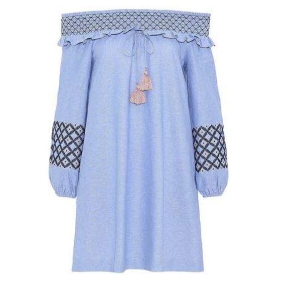 NWT Rebecca Minkoff Goldie Off-the-shoulder Embroidered Cotton Oxford S - Picture 1 of 11